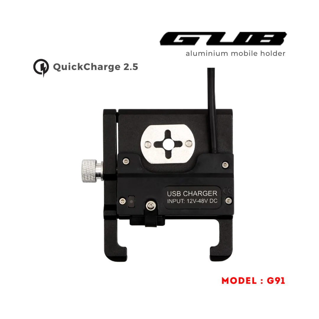 GUB G91 Aluminium Handlebar Mobile Holder with Quick Charger 2.5A - Image 4