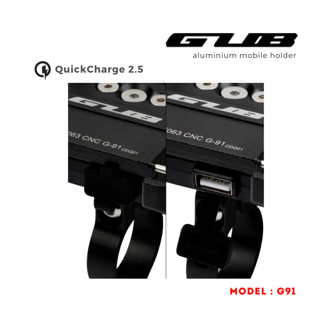 GUB G91 Aluminium Handlebar Mobile Holder with Quick Charger 2.5A - Image 5