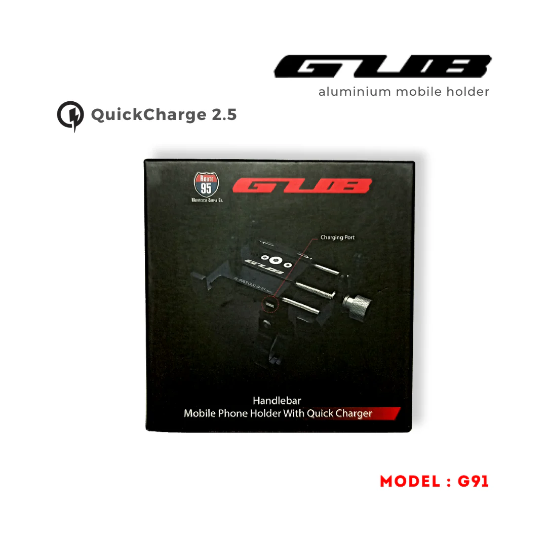 GUB G91 Aluminium Handlebar Mobile Holder with Quick Charger 2.5A - Image 8