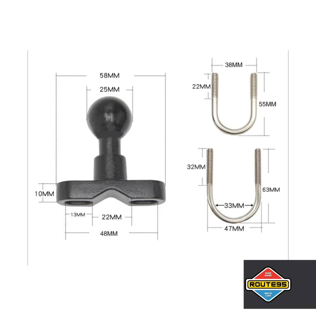 Handle Bar U-bolt with 1” Ball Base - Image 3
