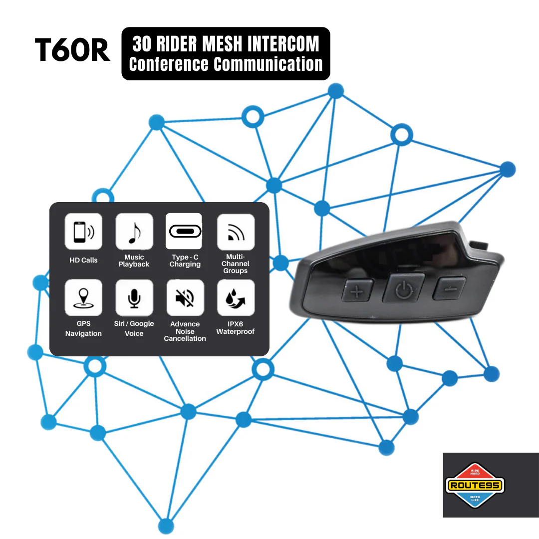 Route95 T60R Mesh HD Universal Intercom For Helmet - Image 5
