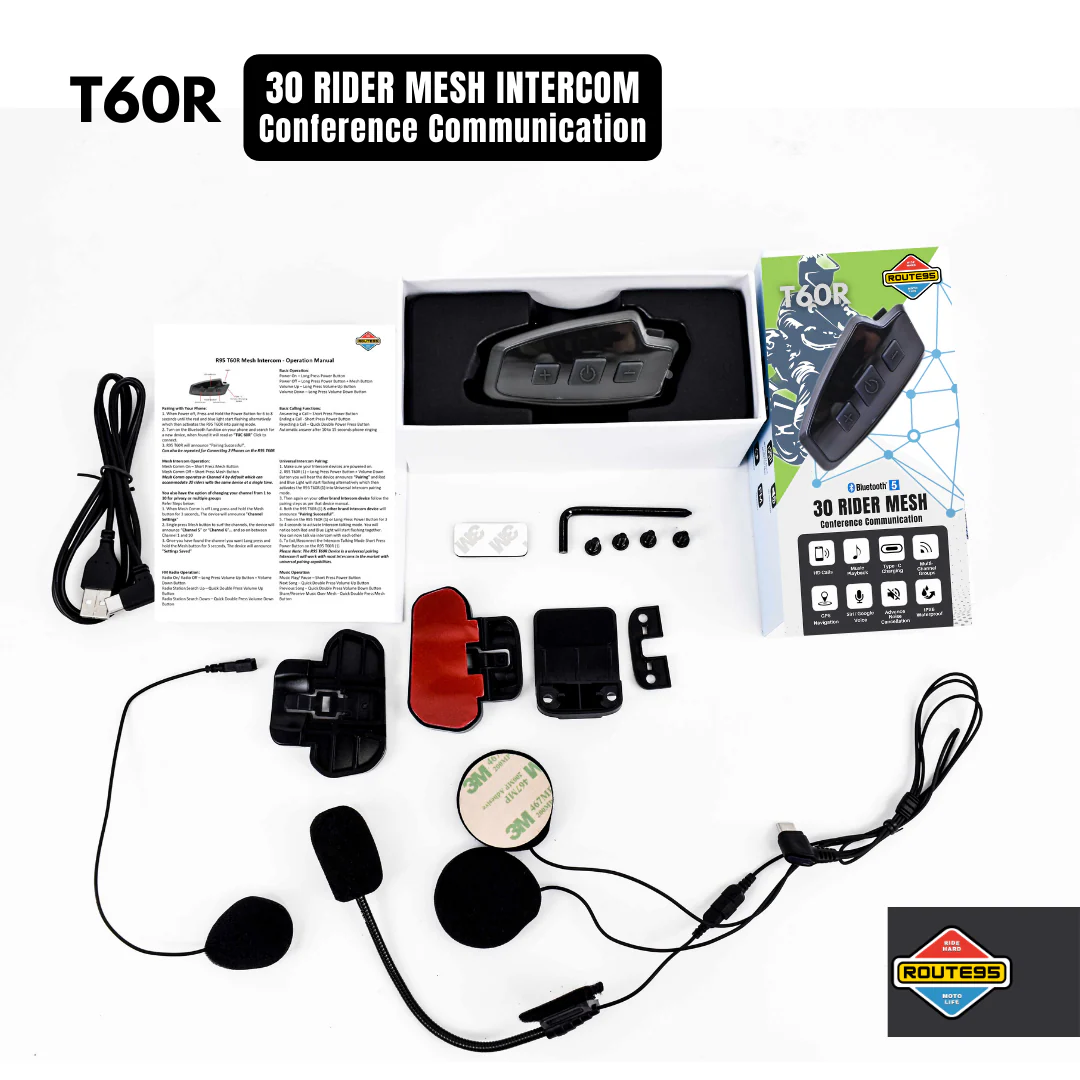Route95 T60R Mesh HD Universal Intercom For Helmet - Image 7