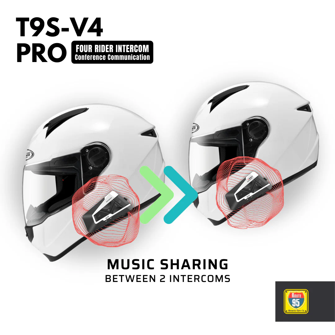 Route95 T9S-V4 Pro Universal Intercom For Helmet - Image 5