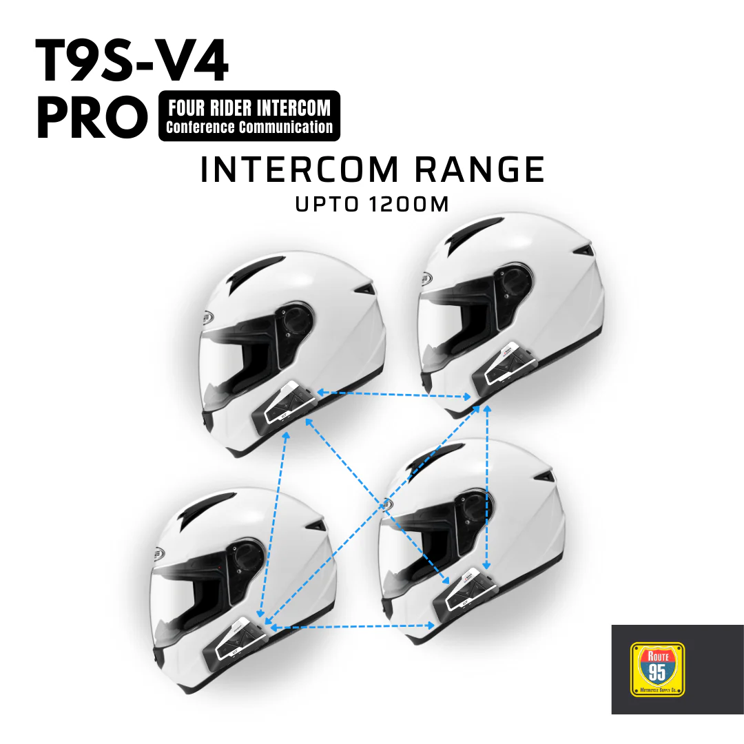 Route95 T9S-V4 Pro Universal Intercom For Helmet - Image 7